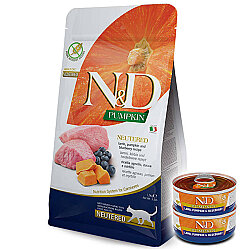 ND Tahılsız Kuzu Etli ve Bal Kabaklı Kısırlaştırılmış Kedi Maması 5 Kg + 2 Adet ND Konserve 70 Gr - N&D