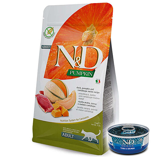 ND Tahılsız Ördekli ve Bal Kabaklı Kedi Maması 1,5 Kg + ND Konserve 70 Gr - 1