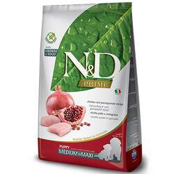 N&D (Naturel&Delicious) - ND Tahılsız Puppy Tavuk Nar Orta ve Büyük Irk Yavru Köpek Maması 12 Kg + 4 Adet Temizlik Mendili