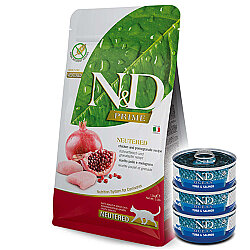 ND Tahılsız Tavuk Nar Kısırlaştırılmış Kedi Maması 10 Kg + 3 Adet ND Ton ve Somon Konserve 70 Gr - N&D