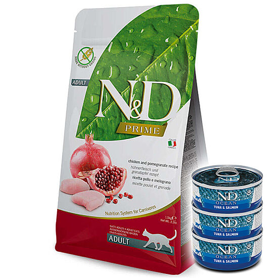 ND Tahılsız Tavuk Nar Yetişkin Kedi Maması 10 Kg + 3 Adet ND Ton ve Somon Konserve 70 Gr - 1