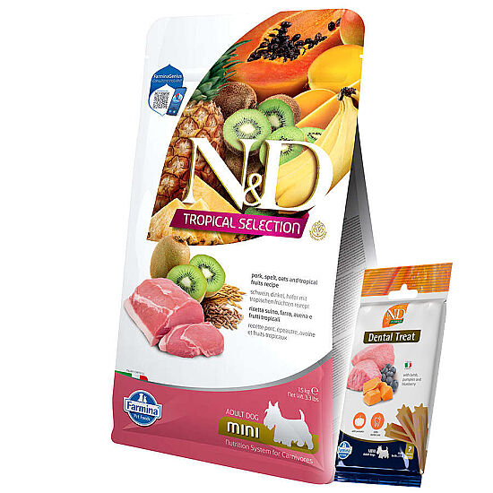 ND Tropical Selection Domuz ve Meyveli Mini Irk Köpek Maması 1,5 Kg + ND Köpek Ödülü - 1