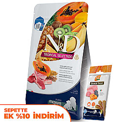 ND Tropical Selection Kuzu Meyve Orta ve Büyük Irk Yavru Köpek Maması 10 Kg + ND Köpek Ödülü - N&D