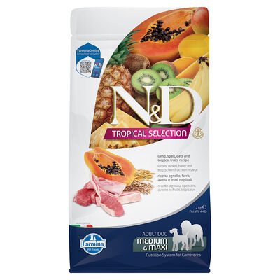 ND Tropical Selection Kuzu ve Meyveli Orta ve Büyük Irk Köpek Maması 2 Kg