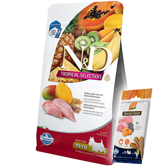 ND Tropical Selection Tavuk ve Meyveli Mini Irk Köpek Maması 1,5 Kg + ND Köpek Ödülü - 1