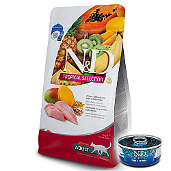 ND Tropical Selection Tavuklu ve Meyveli Kedi Maması 1,5 Kg + ND Ton ve Somon Konserve 70 Gr - N&D
