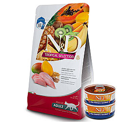 ND Tropical Selection Tavuk ve Meyveli Kedi Maması 5 Kg + 2 Adet ND Konserve 70 Gr - N&D