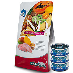 ND Tropical Selection Tavuk ve Meyveli Kedi Maması 10 Kg + 3 Adet ND Ton ve Somon Konserve 70 Gr - N&D