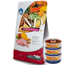 ND Tropical Selection Tavuk ve Meyveli Kedi Maması 10 Kg + 3 Adet ND Konserve 70 Gr - N&D