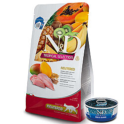 ND Tropical Selection Tavuk ve Meyveli Kısırlaştırılmış Kedi Maması 10 Kg + ND Konserve 70 Gr - 1