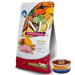 ND Tropical Selection Tavuk ve Meyveli Kısırlaştırılmış Kedi Maması 1,5 Kg + ND Konserve 70 Gr - N&D