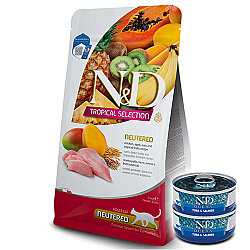 ND Tropical Selection Tavuk ve Meyveli Kısırlaştırılmış Kedi Maması 5 Kg + 2 Adet ND Ton ve Somon Konserve 70 Gr - N&D