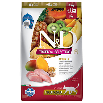 ND Tropical Selection Tavuk ve Meyveli Kısırlaştırılmış Kedi Maması 5 Kg