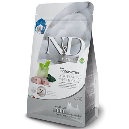ND White Coat Levrek ve Spirulina Beyaz Tüylü Mini Irk Tahılsız Köpek Maması 2 Kg - 1