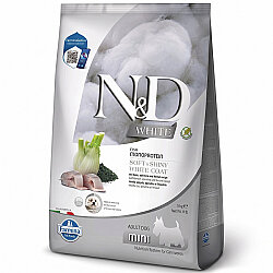 ND White Coat Levrek ve Spirulina Beyaz Tüylü Mini Irk Tahılsız Köpek Maması 5 Kg - N&D