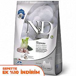 ND White Coat Levrek ve Spirulina Beyaz Tüylü Mini Irk Tahılsız Köpek Maması 5 Kg - N&D