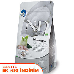 ND White Coat Mini Puppy Levrek ve Spirulina Beyaz Tüylü Mini Irk Tahılsız Yavru Köpek Maması 1,5 Kg - N&D