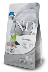 N&D (Naturel&Delicious) - ND White Coat Levrek ve Spirulina Beyaz Tüylü Mini Irk Tahılsız Köpek Maması 2 Kg