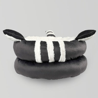 Nerotex Kulaklı Simit Form Kedi ve Köpek Yatağı - Füme/Siyah