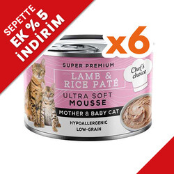 New Chefs Choice Mother Babycat Mousse Anne ve Yavru Kedi Yaş Maması 200 Gr x 6 Adet - Chefs Choice