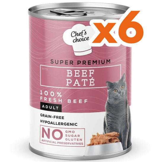 Chefs Choice Pate Beef Biftekli Tahılsız Ezme Kedi Yaş Maması 400 Gr x 6 Adet - 2