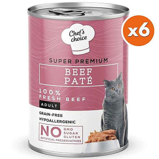 Chefs Choice Pate Beef Biftekli Tahılsız Ezme Kedi Yaş Maması 400 Gr x 6 Adet - 2