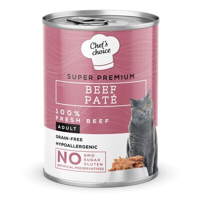 New Chefs Choice Pate Beef Biftekli Tahılsız Ezme Kedi Yaş Maması 400 Gr