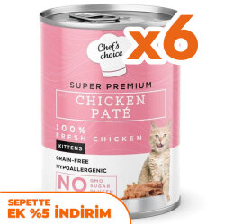 Chefs Choice Pate Kitten Chicken Tavuklu Tahılsız Ezme Yavru Kedi Yaş Maması 400 Gr x 6 Adet - Chefs Choice