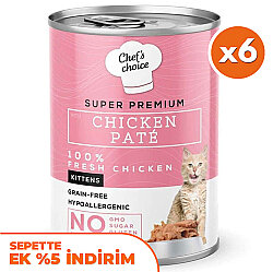 Chefs Choice Pate Kitten Chicken Tavuklu Tahılsız Ezme Yavru Kedi Yaş Maması 400 Gr x 6 Adet - Chefs Choice
