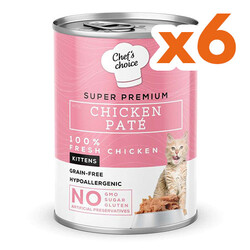 Chefs Choice - New Chefs Choice Pate Chicken Kitten Tavuklu Tahılsız Ezme Yavru Kedi Yaş Maması 400 Gr x 6 Adet