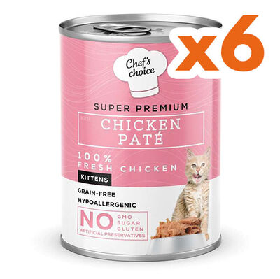 New Chefs Choice Pate Chicken Kitten Tavuklu Tahılsız Ezme Yavru Kedi Yaş Maması 400 Gr x 6 Adet