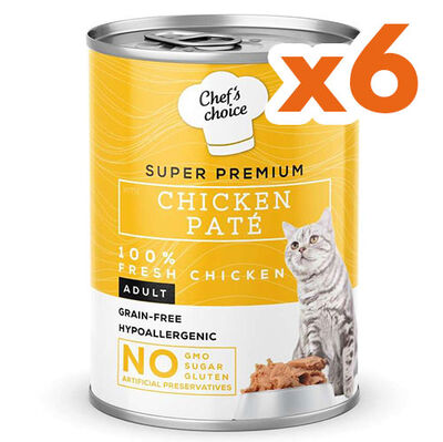 New Chefs Choice Pate Chicken Tavuklu Tahılsız Ezme Kedi Yaş Maması 400 Gr x 6 Adet