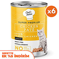 Chefs Choice Pate Chicken Tavuklu Tahılsız Ezme Kedi Yaş Maması 400 Gr x 6 Adet - Chefs Choice