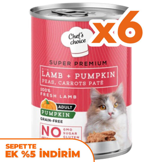 Chefs Choice Pate Kuzu Etli ve Sebzeli Ezme Kedi Yaş Maması 400 Gr x 6 Adet - 1