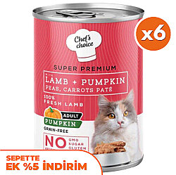 Chefs Choice Pate Kuzu Etli ve Sebzeli Ezme Kedi Yaş Maması 400 Gr x 6 Adet - Chefs Choice
