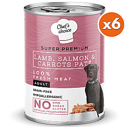 New Chefs Choice Pate Kuzu Somon Havuçlu Tahılsız Köpek Yaş Maması 400 Gr x 6 Adet - 2