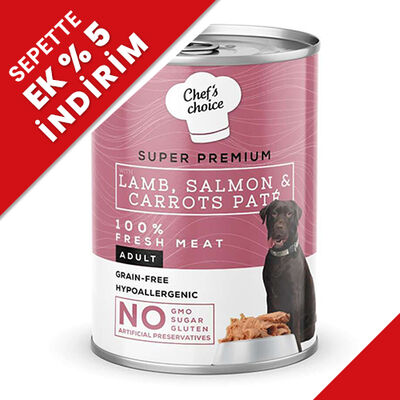 New Chefs Choice Pate Kuzu Somon Havuçlu Tahılsız Köpek Yaş Maması 400 Gr - 1