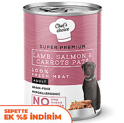 New Chefs Choice Pate Kuzu Somon Havuçlu Tahılsız Köpek Yaş Maması 400 Gr - Chefs Choice