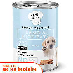 New Chefs Choice Pate Lamb Rice Puppy Kuzu Pirinçli Yavru Köpek Yaş Maması 400 Gr - Chefs Choice