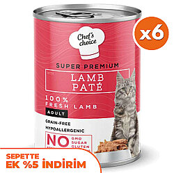 Chefs Choice Pate Lamb Kuzu Etli Tahılsız Ezme Kedi Yaş Maması 400 Gr x 6 Adet - Chefs Choice