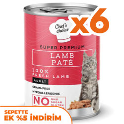 Chefs Choice Pate Lamb Kuzu Etli Tahılsız Ezme Kedi Yaş Maması 400 Gr x 6 Adet - Chefs Choice