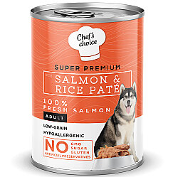 New Chefs Choice Pate Salmon Rice Somon Pirinçli Köpek Yaş Maması 400 Gr x 6 Adet - 3
