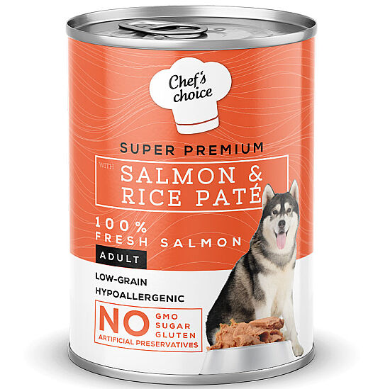 New Chefs Choice Pate Salmon Rice Somon Pirinçli Köpek Yaş Maması 400 Gr x 6 Adet - 3