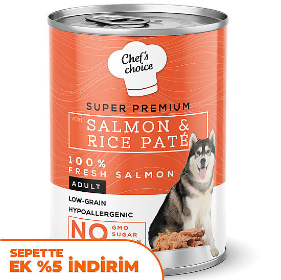 New Chefs Choice Pate Salmon Rice Somon Pirinçli Köpek Yaş Maması 400 Gr - 1