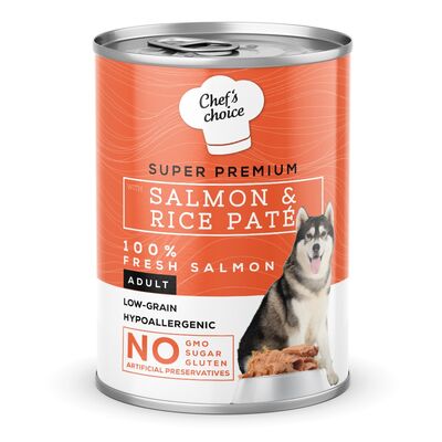 New Chefs Choice Pate Salmon&Rice Somon Pirinçli Köpek Yaş Maması 400 Gr