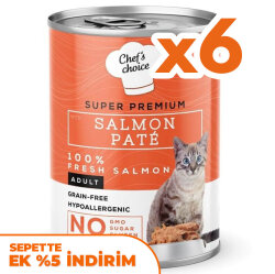 Chefs Choice Pate Salmon Somonlu Tahılsız Ezme Kedi Yaş Maması 400 Gr x 6 Adet - Chefs Choice