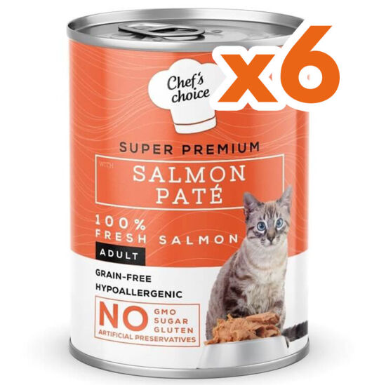 Chefs Choice Pate Salmon Somonlu Tahılsız Ezme Kedi Yaş Maması 400 Gr x 6 Adet - 2