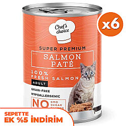 Chefs Choice Pate Salmon Somonlu Tahılsız Ezme Kedi Yaş Maması 400 Gr x 6 Adet - Chefs Choice