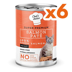 New Chefs Choice Pate Salmon Somonlu Tahılsız Ezme Kedi Yaş Maması 400 Gr x 6 Adet - Thumbnail