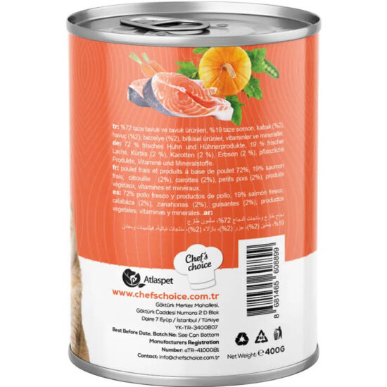 Chefs Choice Pate Somonlu ve Sebzeli Ezme Kedi Yaş Maması 400 Gr x 6 Adet - 4